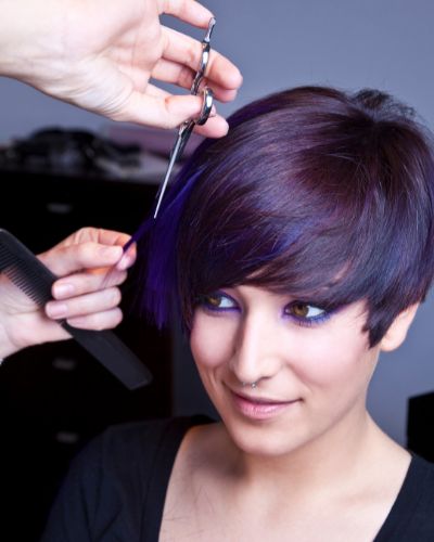 Modern Haircut And Purple Hair Colour