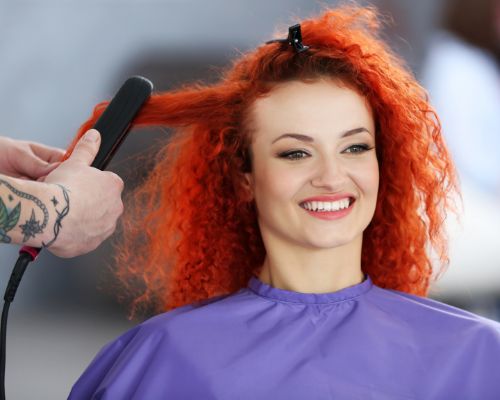 Red Curly Hair Style By Professional Hairdresser
